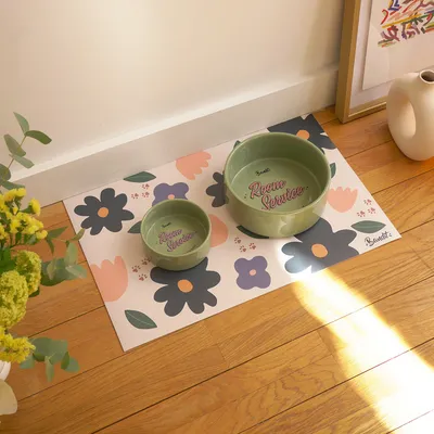 French Bandit - Tapis de gamelle floral chien et chat
