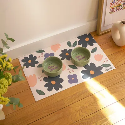 French Bandit - Tapis de gamelle floral chien et chat