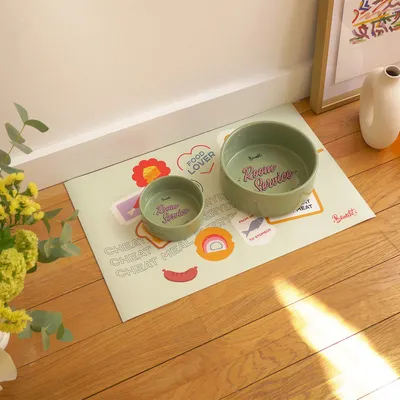 French Bandit - Tapis de gamelle stickers chien et chat