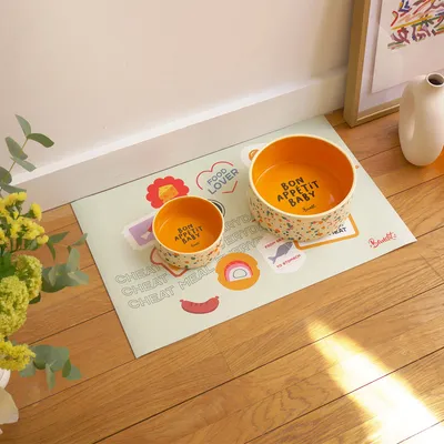 French Bandit - Tapis de gamelle stickers chien et chat