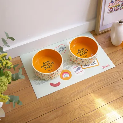 French Bandit - Tapis de gamelle stickers chien et chat
