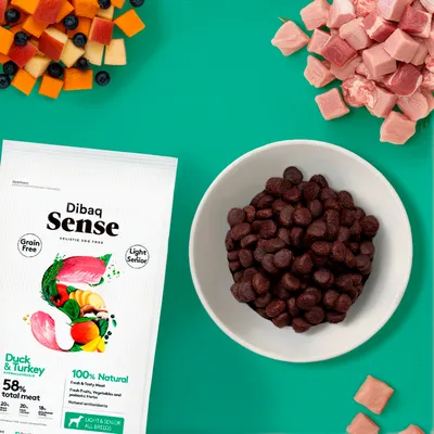 Dibaq Sense sans grain canard et poulet light pour chiens seniors
