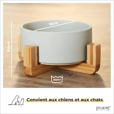 PiuPet Gamelle pour Chiens 2x850ml I Céramique I Lavable au Lave-Vaisselle