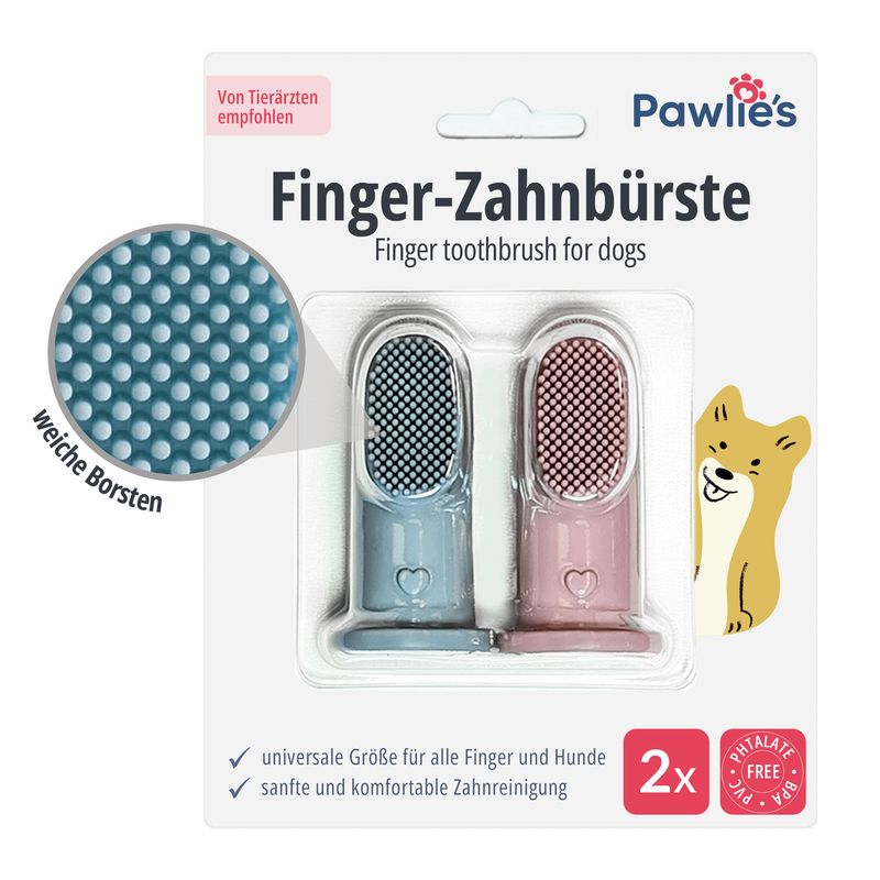 Pawlie's Finger-Zahnbürste für Hunde 2er Set
