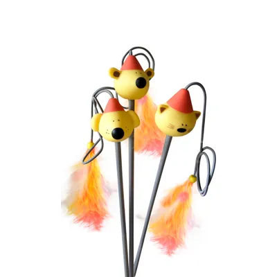 TOPZOO Canne À Pêche Pour Chat Avec Plumes