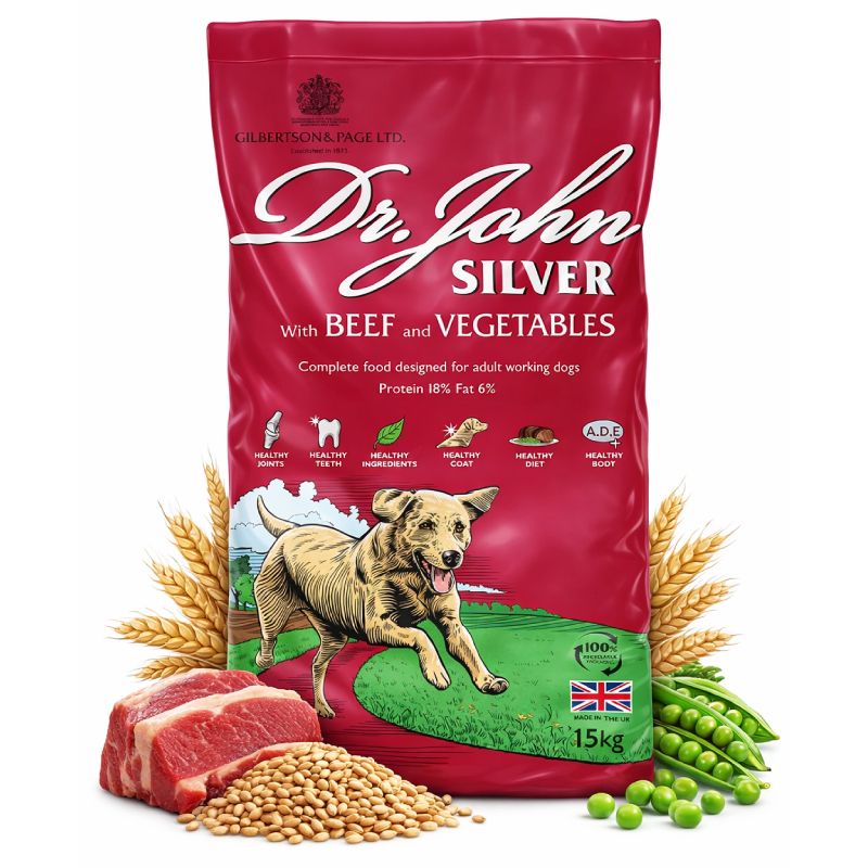 Croquettes chien adulte – Dr John Silver Bœuf – 2x15 kg