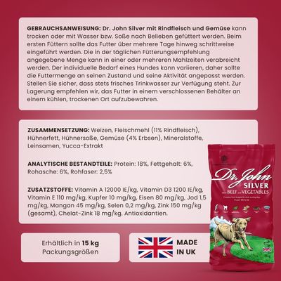 Dr John Silver – Trockenfutter mit Rind für Hunde