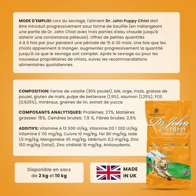 Croquettes chiot – Dr John Puppy Poulet