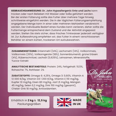 Dr John mit Ente & Lachs für ausgewachsene Hunde – 12.5 kg