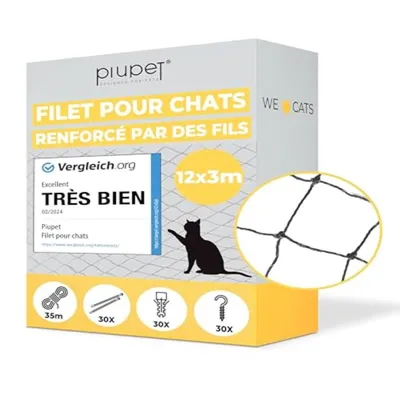 PiuPet® Filet Sécurité Chat I 8x3m I Renforcé I Idéal pour Balcon