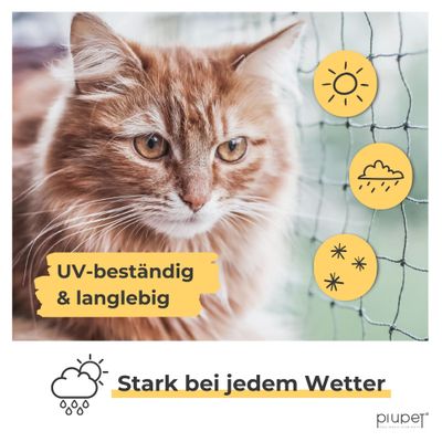 PiuPet® Katzennetz I Drahtverstärkt I Befestigungsset inkl.
