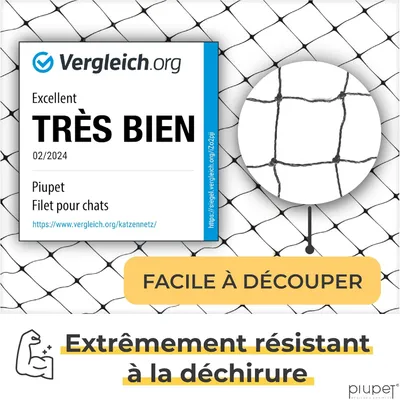 PiuPet Filet de protection chat | 4x3 m | Filet chat balcon fil métallique PiuPet Filet de protection chat | 4x3 m | Filet chat balcon fil métallique