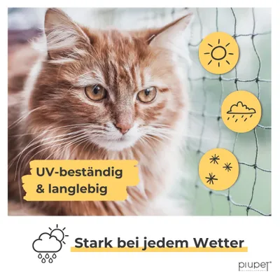 PiuPet Filet de protection chat | 4x3 m | Filet chat balcon fil métallique