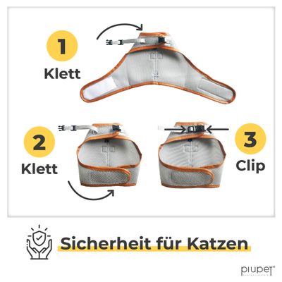 PiuPet® Katzengeschirr mit 1,2m Leine I ausbruchsicher I Geschirr Katze