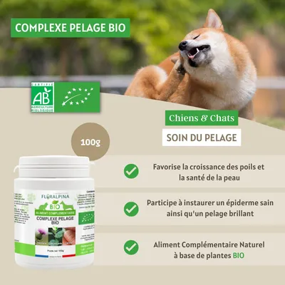 Complexe Pelage Bio 100g pour Chien et Chat - Laboratoire Floralpina