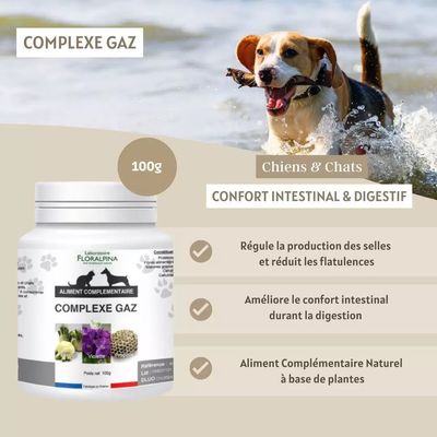 Animaux Complexe Gaz Complément Anti-Flatulences Chien et Chat 100g