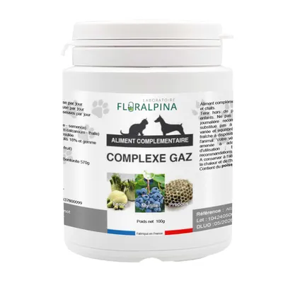 Animaux Complexe Gaz Complément Anti-Flatulences Chien et Chat 100g
