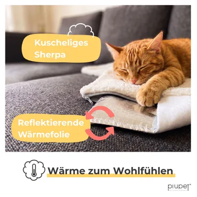 PiuPet® Selbstheizende Katzendecke I 60x45cm I Heizdecke ohne Strom