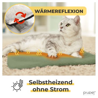 PiuPet® Selbstheizende Katzendecke I 60x45cm I Heizdecke ohne Strom