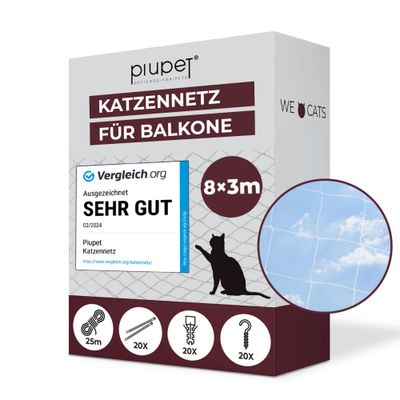 PiuPet Filet de protection chat | 4x3 m | Filet chat balcon transparent