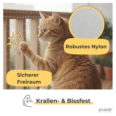 PiuPet Filet de protection chat | 4x3 m | Filet chat balcon transparent
