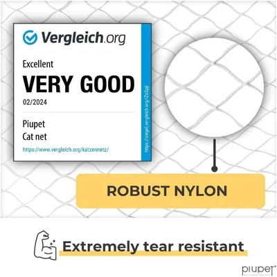 PiuPet Filet de protection chat | 4x3 m | Filet chat balcon transparent