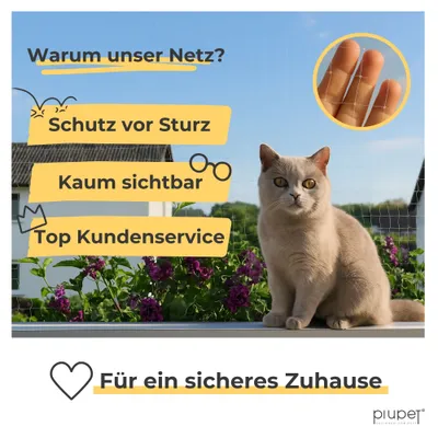 PiuPet Filet de protection chat | 4x3 m | Filet chat balcon transparent