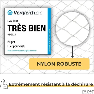 PiuPet Filet de protection chat | 4x3 m | Filet chat balcon transparent