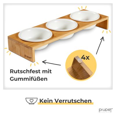 PiuPet® Katzennapf Set I Napferhöhung I 250ml I Spülmaschinenfest