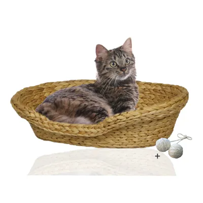 Rohrschneider Bequemes Katzenkörbchen mit Kissen
