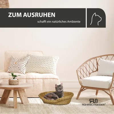 Rohrschneider Bequemes Katzenkörbchen mit Kissen