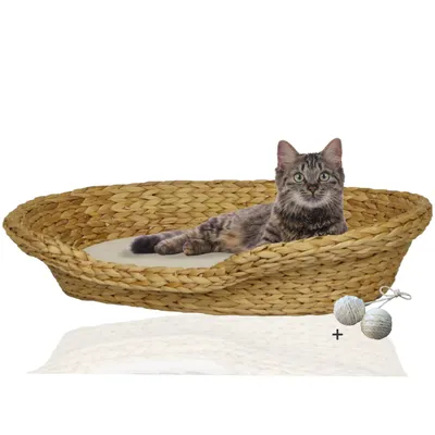 Rohrschneider Bequemes Katzenkörbchen mit Kissen