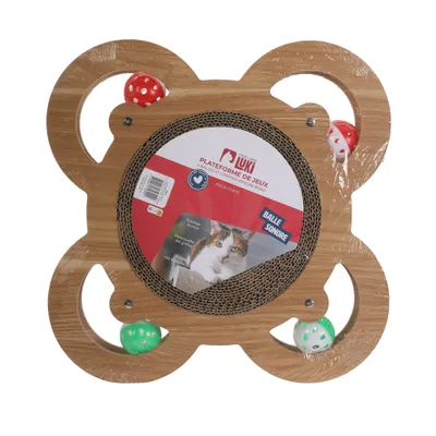 Mon Ami Luki - Plateforme de jeux 4 balles et griffoir integre rond Mon Ami Luki - Plateforme de jeux 4 balles et griffoir integre rond