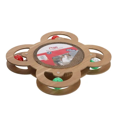 Mon Ami Luki - Plateforme de jeux 4 balles et griffoir integre rond