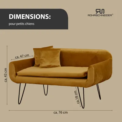 Rohrschneider Canapé pour chien rembourré avec pieds en métal