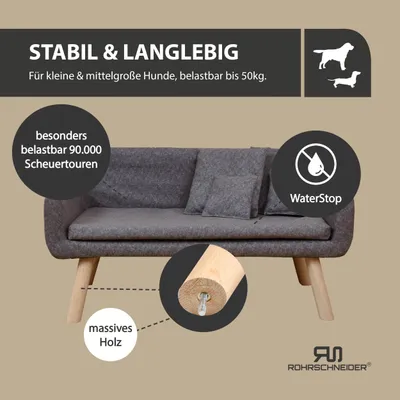 Rohrschneider Gepolstertes Hundesofa mit Holzbeinen