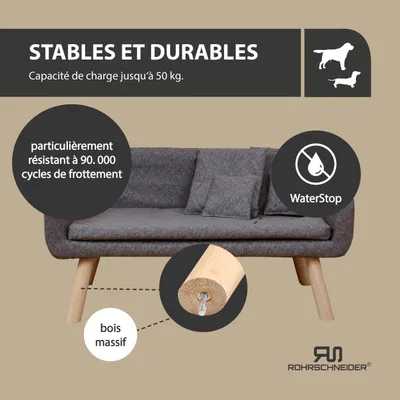 Rohrschneider Canapé pour chien rembourré avec pieds en bois Rohrschneider Canapé pour chien rembourré avec pieds en bois