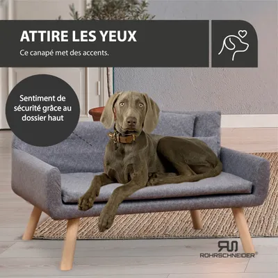 Rohrschneider Canapé pour chien rembourré avec pieds en bois Rohrschneider Canapé pour chien rembourré avec pieds en bois