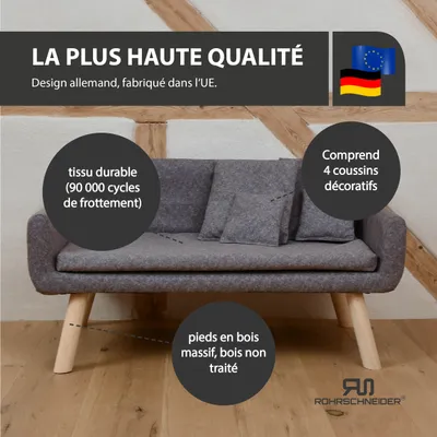 Rohrschneider Canapé pour chien rembourré avec pieds en bois Rohrschneider Canapé pour chien rembourré avec pieds en bois