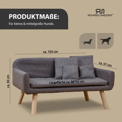 Rohrschneider Gepolstertes Hundesofa mit Holzbeinen