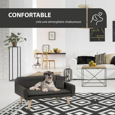 Rohrschneider Canapé pour chien rembourré avec pieds en bois