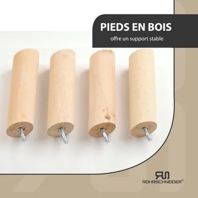 Rohrschneider Canapé pour chien rembourré avec pieds en bois