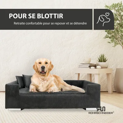 Rohrschneider Canapé pour chien rembourré avec pieds chromés Rohrschneider Canapé pour chien rembourré avec pieds chromés