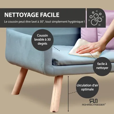 Rohrschneider Canapé pour chien rembourré avec pieds en bois Rohrschneider Canapé pour chien rembourré avec pieds en bois