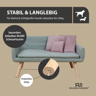Rohrschneider Gepolstertes Hundesofa mit Holzbeinen