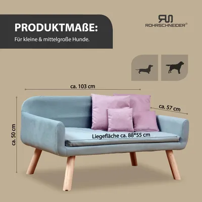 Rohrschneider Gepolstertes Hundesofa mit Holzbeinen