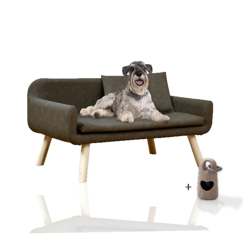 Rohrschneider Canapé pour chien rembourré avec pieds en bois