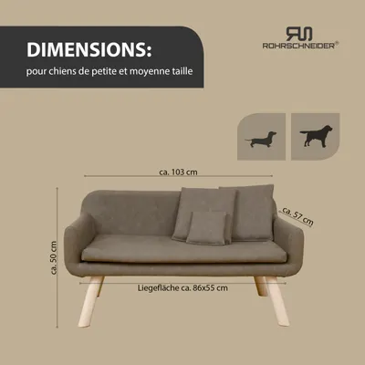 Rohrschneider Canapé pour chien rembourré avec pieds en bois Rohrschneider Canapé pour chien rembourré avec pieds en bois