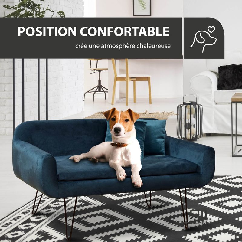 Rohrschneider Canapé pour chien rembourré avec pieds en métal