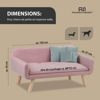 Rohrschneider Canapé pour chien rembourré avec pieds en bois